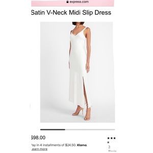 NWT XS Express SATIN V-NECK MIDI SLIP DRESS